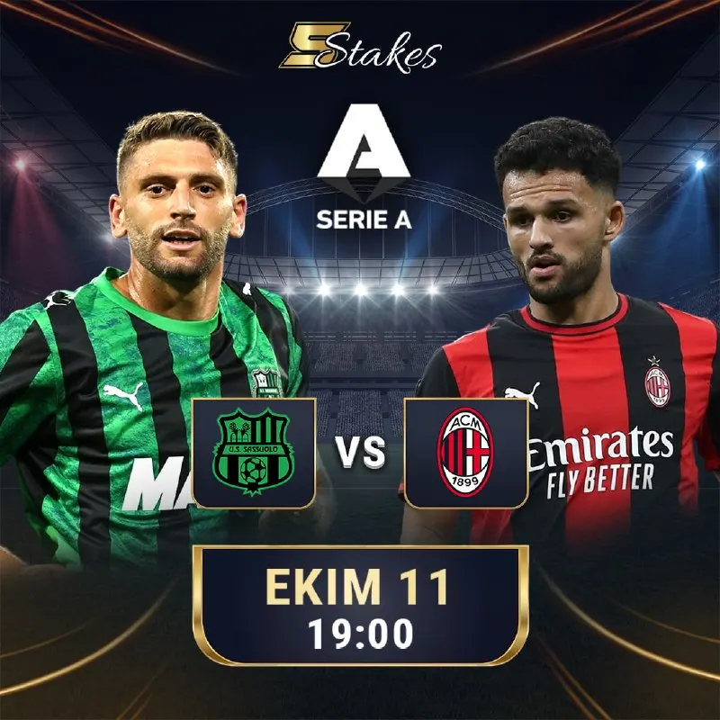 5Stakes Telegram: 🔥⚽️ SERIE A HEYECANI 5STAKES’TE! 🟢 Sassuolo 🆚 AC Milan 🔴⚫️ 📅 11 Ekim ⏰ 19:00 🏆…