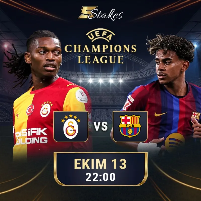 5Stakes Telegram: 🔥⚽ DEVLER LİGİ HEYECANI 5STAKES’TE! 🟡🔴 Galatasaray 🆚 Barcelona 🔵🔴 📅 13 Ekim ⏰…