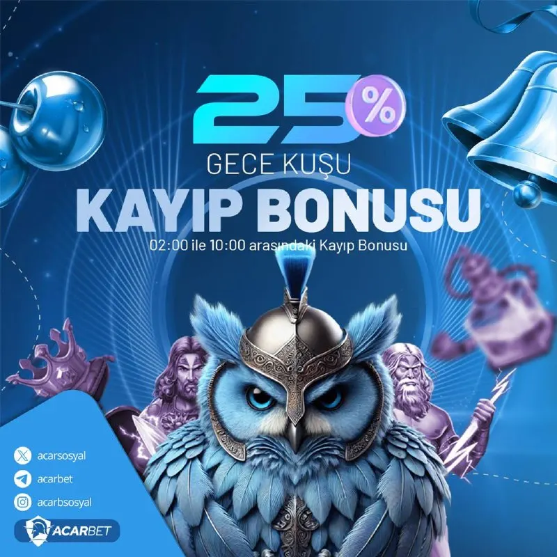 Acarbet Telegram: Gece kuşları için fırsat zamanı! 🌙 02:00-10:00 arasında %25 Kayıp Bonusu ile…