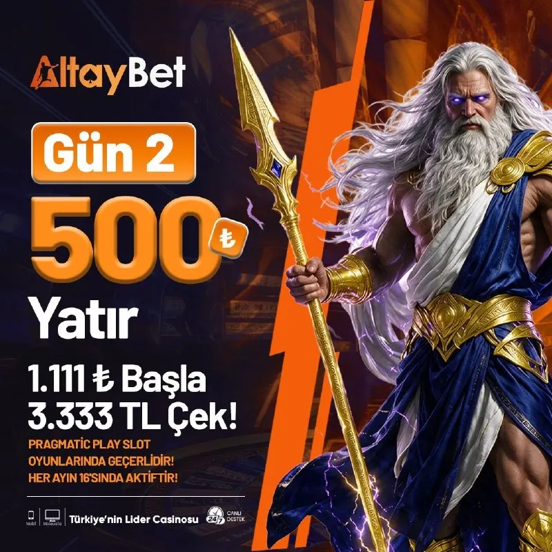 Altaybet Telegram: 💸 ALTAYBET’TE GÜN 2 BAŞLADI! 500 TL YATIR → 1.111 TL İLE BAŞLA → 3.333 TL ÇEK!…