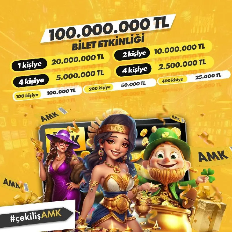 AMKBet Telegram: 📣 Büyük heyecan devam ediyor! 🎁100.000.000 TL ödüllü çekiliş her ay AMKBet'te !…