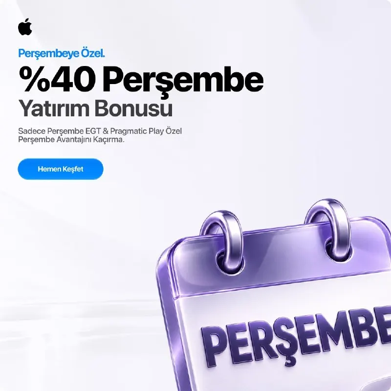 Apple Casino Telegram: 🤩🤩🤩🤩🤩 🤩🤩🤩🤩🤩🤩 🔠4️⃣0️⃣ PERŞEMBE ÖZEL YATIRIM BONUSU! 🔔Haftanın Perşembe…