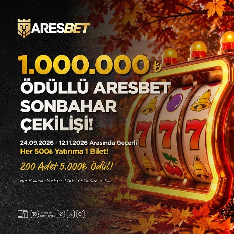 Aresbet Telegram: 🎉 1.000.000₺ Ödüllü Aresbet Sonbahar Çekilişi Başladı! 👉 Her 500₺ 'lik…