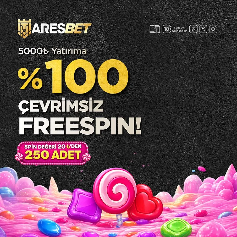 Aresbet Telegram: 🎰ARESBET’TE SWEET BONANZA %100 ÇEVRİMSİZ FREESPİN BAŞLADI! 🍭 💰5.000₺ ve üzeri…
