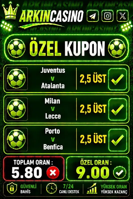 Arkın Casino Telegram: 📌 İlk yatırımına %100 Casino Hoşgeldin Bonusu 📌 Cuma-Cumartesi-Pazar günlerine…