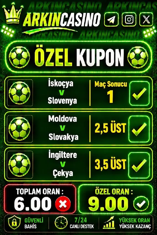 Arkın Casino Telegram: 📌 İlk yatırımına %100 Casino Hoşgeldin Bonusu 📌 Cuma-Cumartesi-Pazar günlerine…