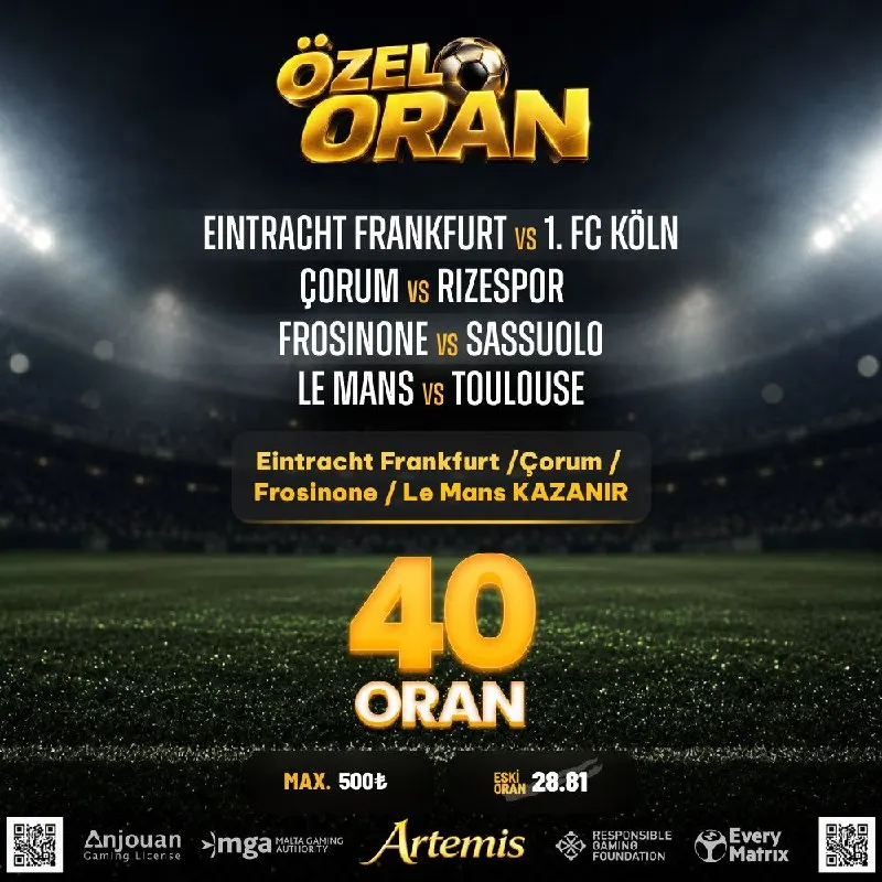 Artemisbet Telegram: 🟡40 Özel Oran🟡 🔫Max : 500₺🔫 🍁 Gün içerisinde tüm yöntemler dahil minimum 2.000…