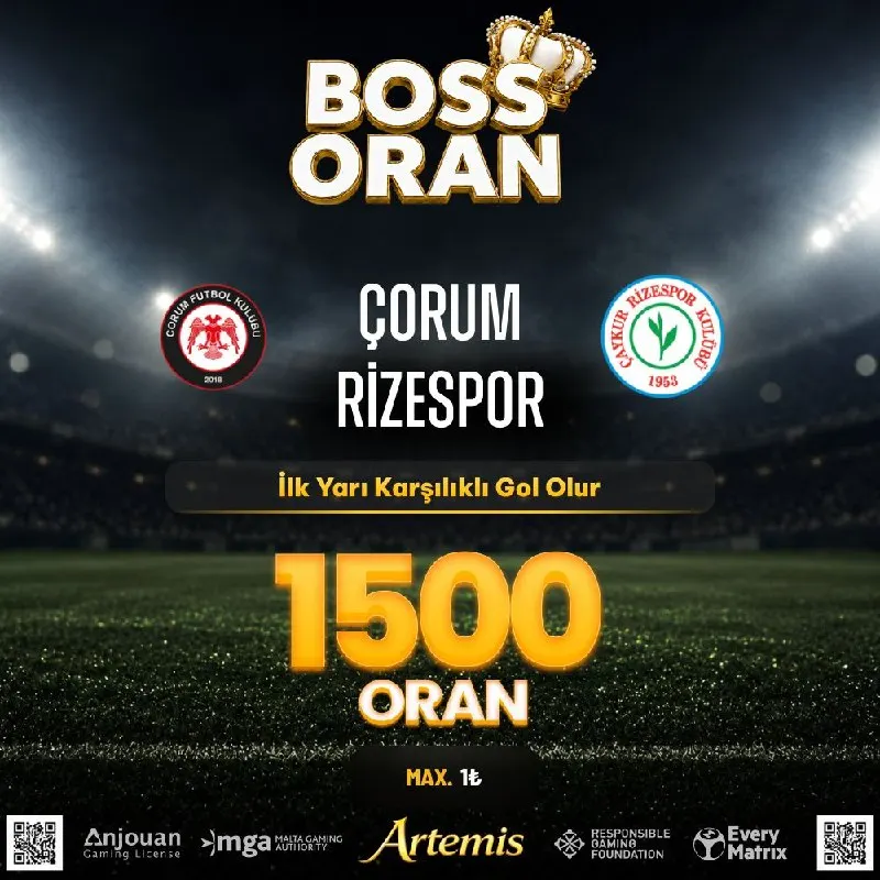 Artemisbet Telegram: 👑1500 BOSS ORAN👑 🔫Max : 1₺🔫 🍁 Gün içerisinde tüm yöntemler dahil minimum 2.000…