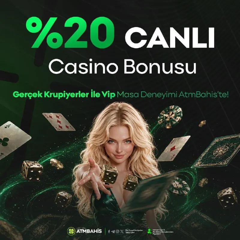ATMBahis Telegram: 🎲 %20 CANLI CASİNO BONUSU 🎲 🔥 ATM Bahis’te canlı masaların heyecanına %20 bonus…