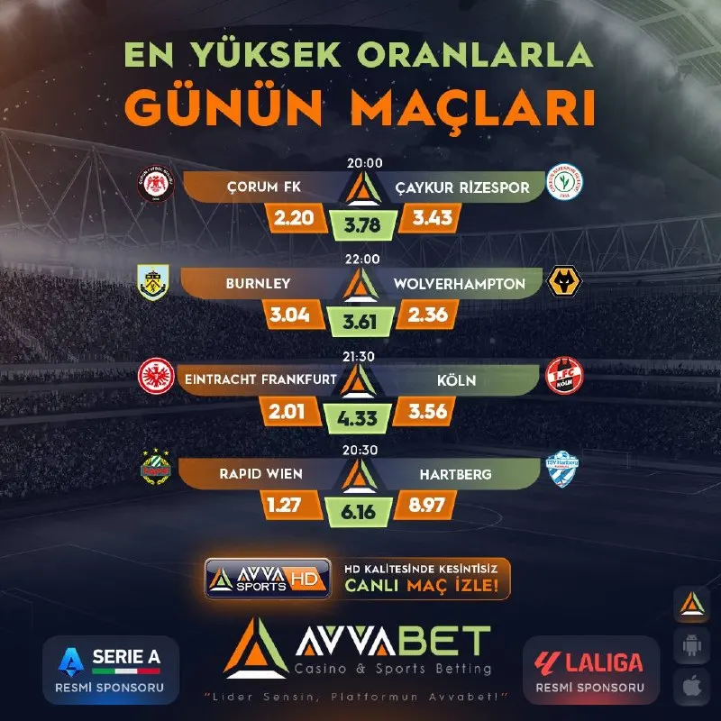 Avvabet Telegram: ⚽ AVVABET | GÜNÜN MAÇLARI📌 🏆 Futbol dünyasında birbirinden heyecanlı…