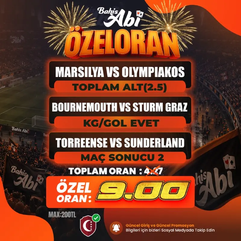 BahisAbi Telegram: 🏆🤩🤩🤩🤩 🤩🤩🤩🤩 ➡️MARSILYA VS OLYMPIAKOS🩸22:00 15.10.26 ➡️ TOPLAM ALT(2.5)…