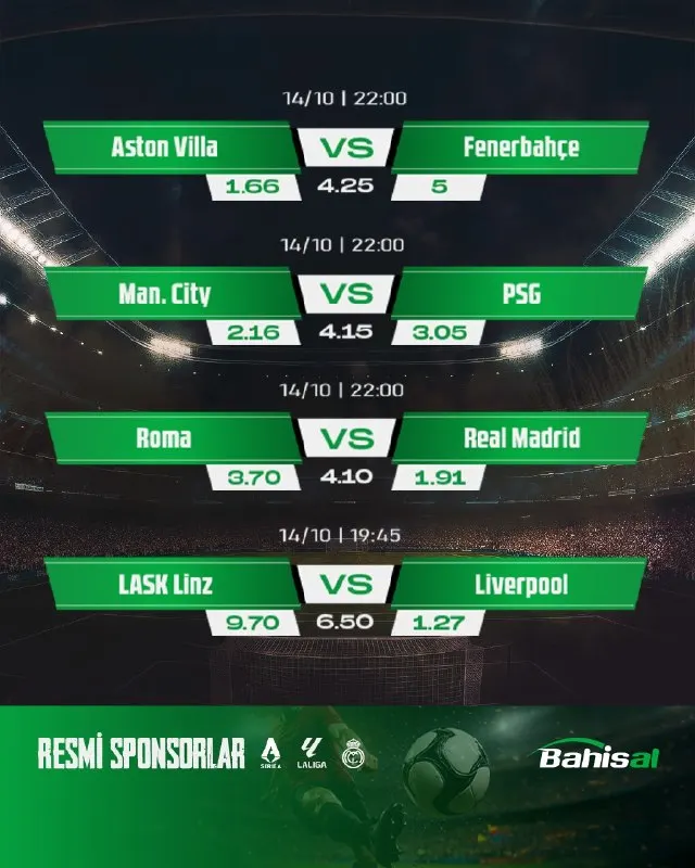 Bahisal Telegram: Günün Maçları En İddialı Oranlarla! ⚽ Bahisal’a gel, günün heyecanlı…