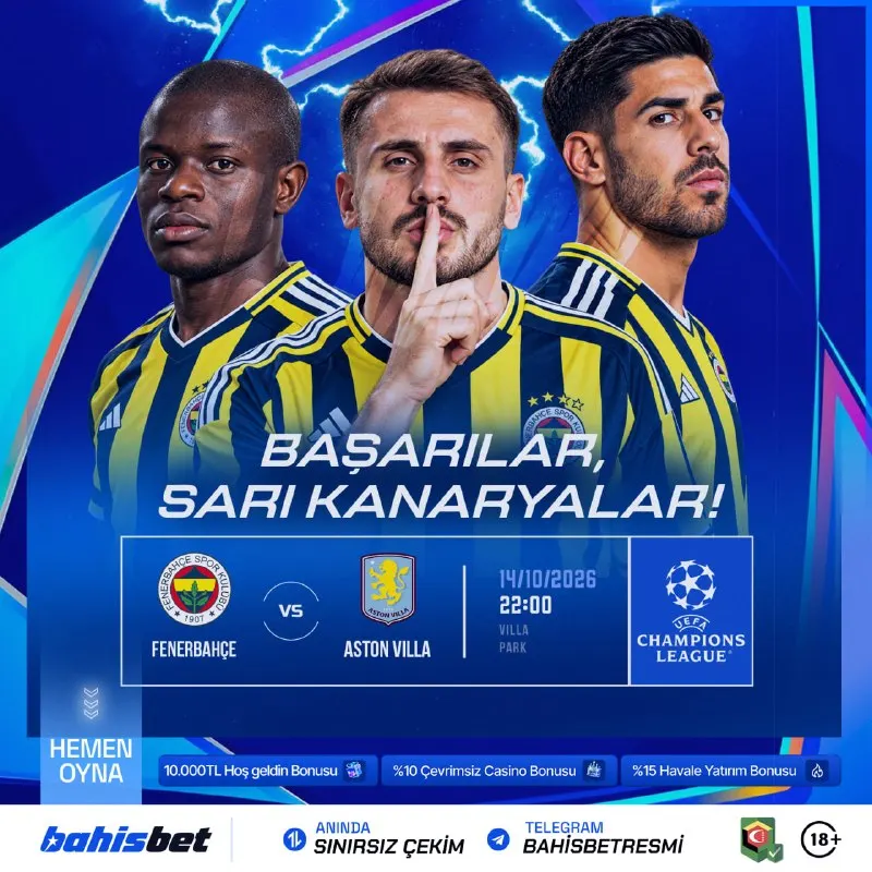 Bahisbet Telegram: 💙💙🩵🩵🩵💙💙💙 🔥 AVRUPA SAHNESİNDE BÜYÜK MÜCADELE! 🔥 ⚽Temsilcimiz Fenerbahçe, Aston…