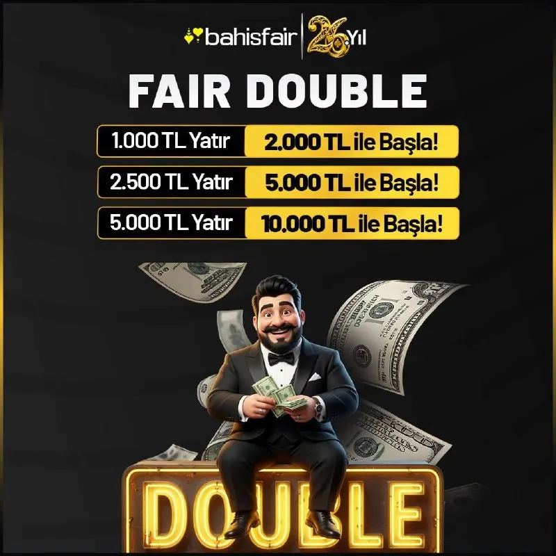 Bahisfair Telegram: BAHİSFAİR İLE DOUBLE BAŞLANGIÇ YAP, FIRSATLARI KAÇIRMA! ⚡️ 1.000 ₺ Yatır 2.000…