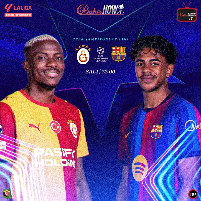 Bahisnow Telegram: 🔥 DEV MAÇ GECESİ! ⚽️ Galatasaray ⚽️ Barcelona ⚽️ Sarı-kırmızılılar evinde puan…