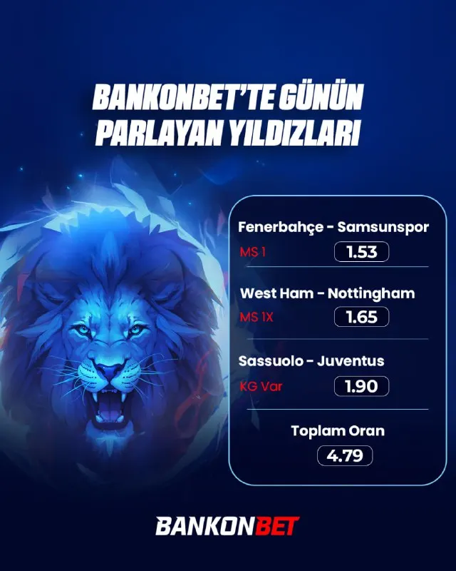 Bankonbet Telegram: ⚪️🟢🟡🔴 ⭐️ Bugün yıldızlar Bankonbet’te parlıyor! Kazandıran tercihler, öne çıkan…