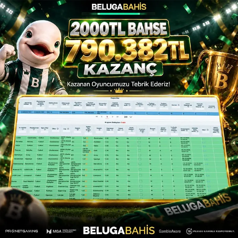 Belugabahis Telegram: 🏆️️️️️️ Başarılı kuponuyla öne çıkan oyuncumuzu tebrik ediyoruz! 🤑 ⚽️…