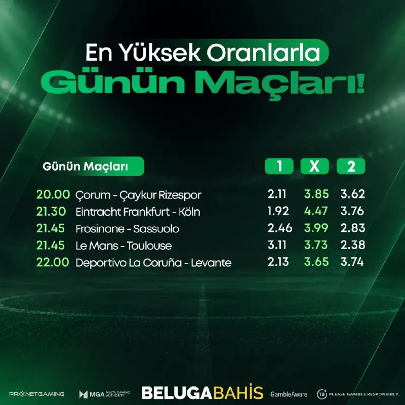Belugabahis Telegram: 🤑 En Yüksek Oranlarla Günün Maçları! ⚽️ Heyecan dolu karşılaşmalar ve oran…
