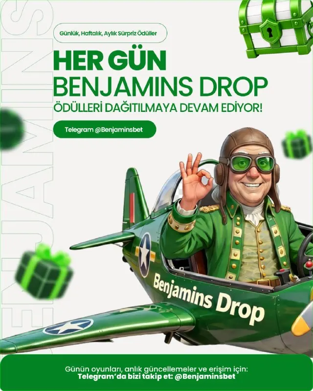 Benjaminsbet Telegram: 🎁 BenjaminsDrop ödülleri dağıtılmaya devam ediyor! Her gün Telegram’da ücretsiz…