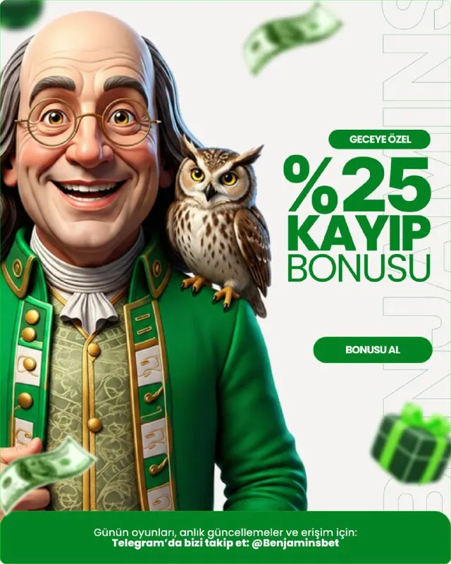 Benjaminsbet Telegram: 🌙 Gece %25 anlık kayıp bonusu aktif! Gece oyun keyfinize ekstra avantaj eklemek…