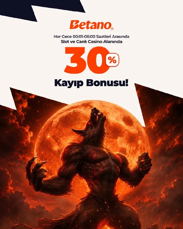 Betano Telegram: 🥳 Her gece 00:01 - 06:00 saatleri arasında Slot ve Canlı Casino’da %30 Kayıp…