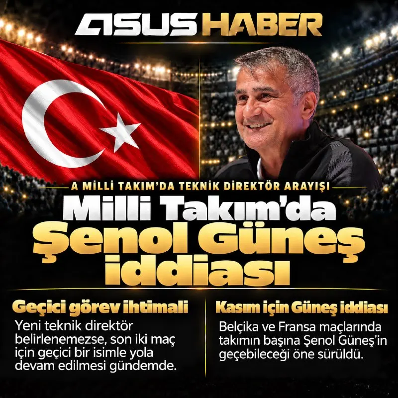 Betasus Telegram: 🇹🇷 Milli Takım’da Şenol Güneş iddiası! 🔴 Yeni teknik direktör belirlenemezse…