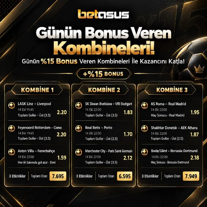 Betasus Telegram: 🔥 Günün Kazandıran Kombineleri Betasus'ta! 💰Günün kombine kuponlarıyla hemen…