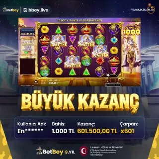 Betbey Telegram: 🔥1.000 TL BAHİS İLE 601.500,00 TL KAZANÇ🔥 Şanslı BetBey üyemiz Gates of Olympus…