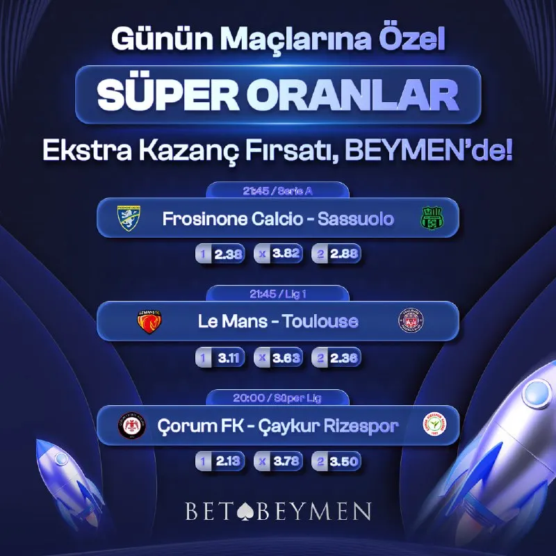 Betbeymen Telegram: ↗️ Maç Heyecanını Daha Yüksek Oranlarla Bir Üst Seviyeye Taşı! 💰 Tek Kuponda…