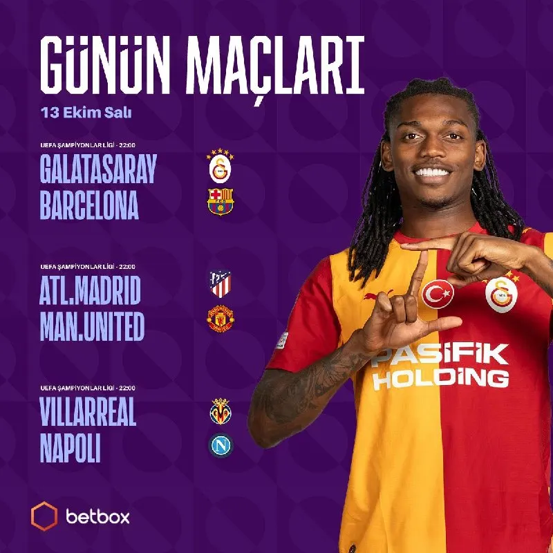 Betbox Telegram: 🔥 13 Ekim Salı günü devler arenasında heyecan fırtınası kopuyor! 💣 Galatasaray…