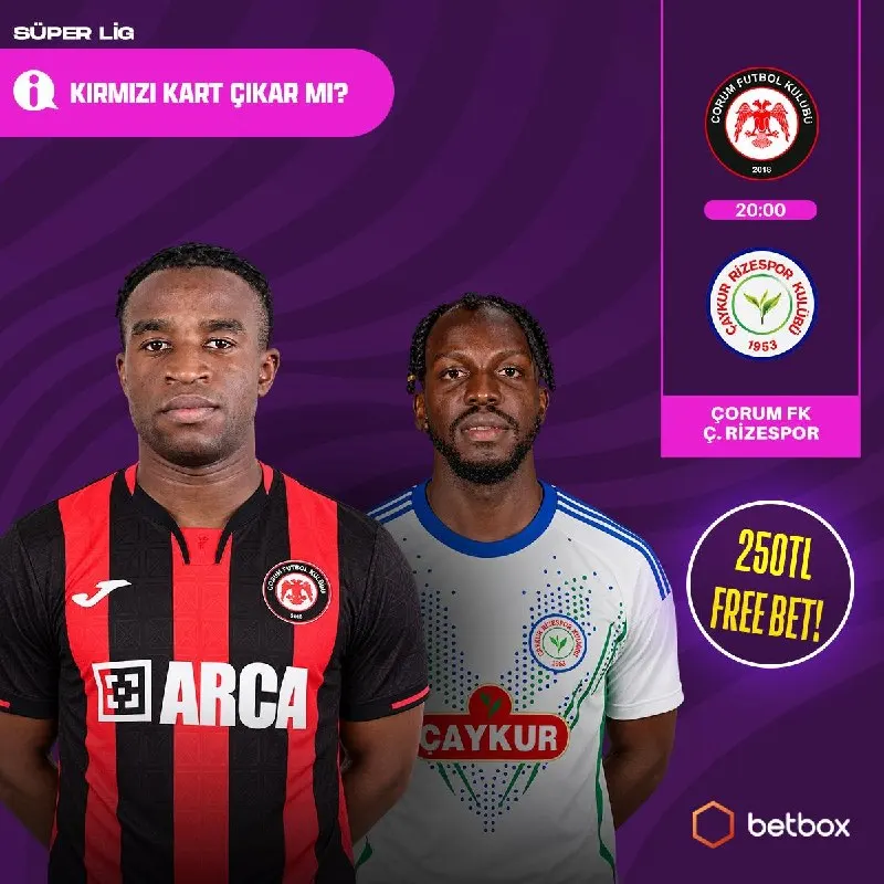 Betbox Telegram: 🎁 Çorum FK - Ç. Rizespor maçında kırmızı kart çıkar mı? ✍️ Formu doldur, 250 TL…