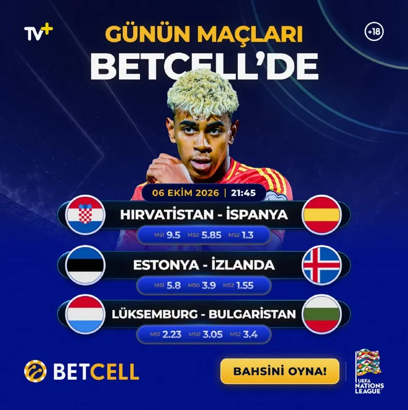 Betcell Telegram: UEFA ULUSLAR Ligi Karşılaşmalarının Heyecanı Başladı! Yüksek oranlar, dev…