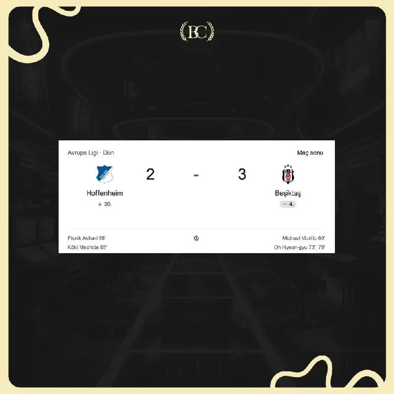 Betcool Telegram: 🔥 Futbol Aşkına 750₺ Kazan! Etkinliği Sona Erdi 🔥 Maç Sonucu: Hoffenheim 2 - 3…