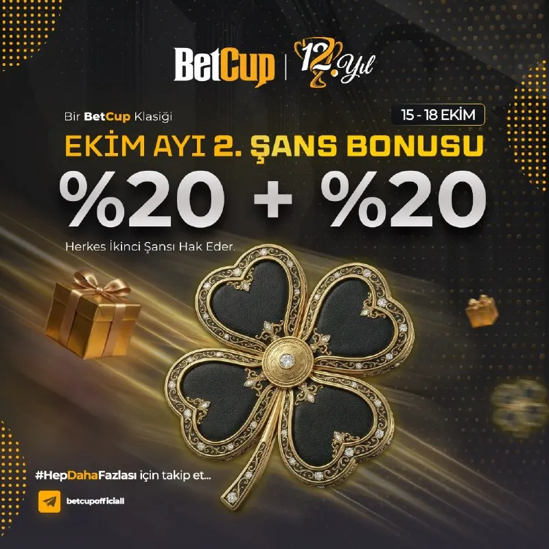 Betcup Telegram: 🔥Gözde Promosyonumuz 2. Şans Bonusu 15-18 EKİM Tarihleri Arasında Sizlerle!🔥…