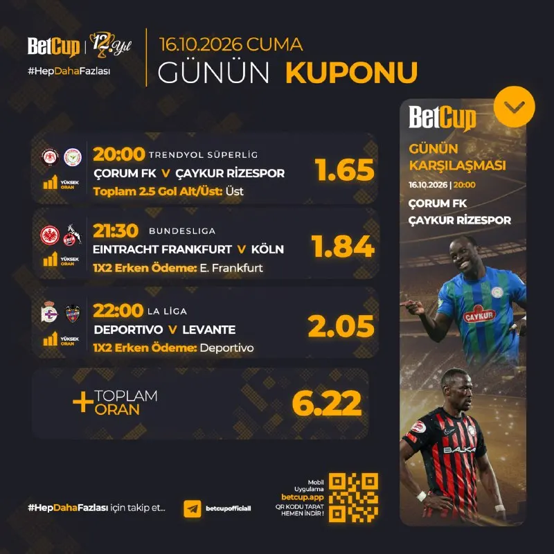Betcup Telegram: 🍀 Günün kuponuyla bugünü güzelleştirmeye geldik. 🍀 😎 #HepDahaFazlası