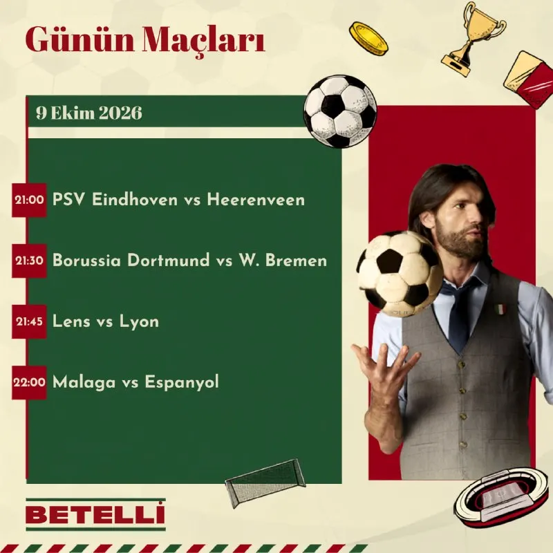 Betelli Telegram: 🔥 Avrupa'da devlerin kapışması Betelli’de! PSV Eindhoven - Heerenveen, Borussia…
