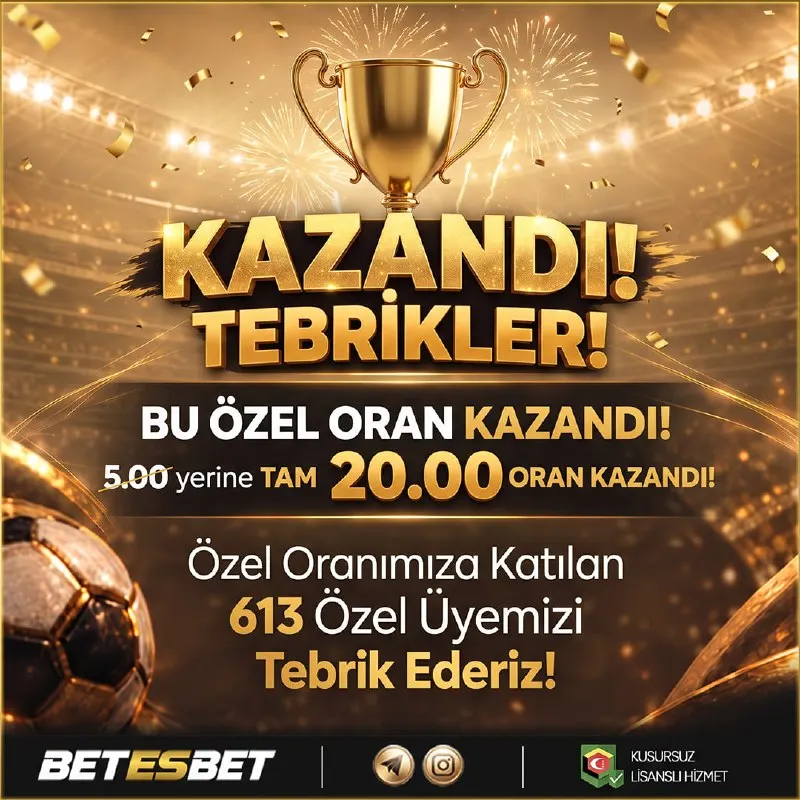 Betesbet Telegram: 🎆 #BETESBET İLE 20 ÖZEL ORAN KAZANDI 🎆 😀 Kuponumuzu Değerlendirerek Kazanç…