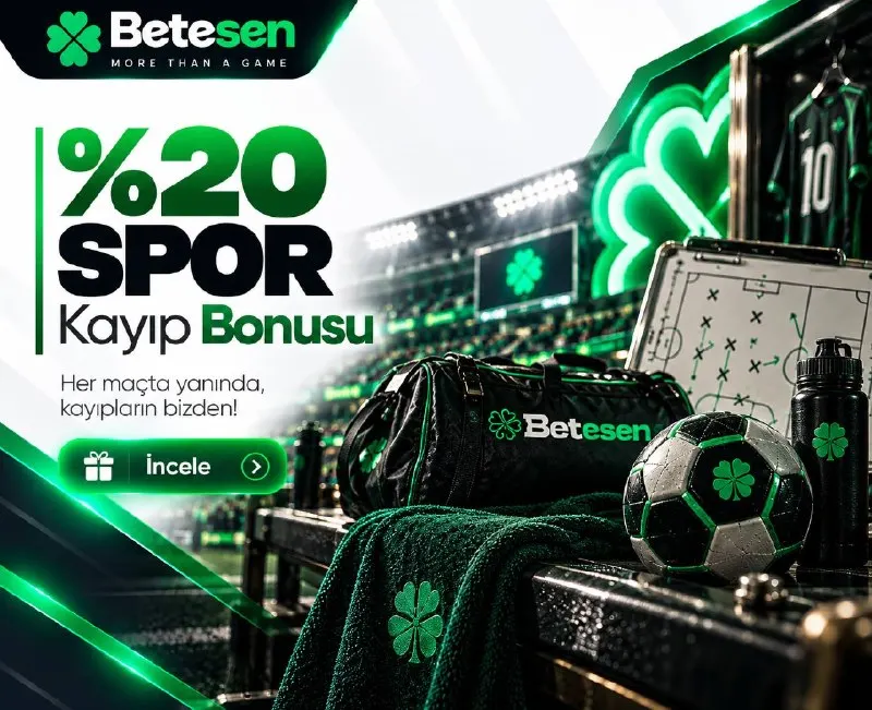 Betesen Telegram: 😀😃😌🙁🥸’DE HEYECANIN ADI: %20 SPOR KAYIP BONUSU! 🍀 🍀 Betesen, spor tutkunlarının…