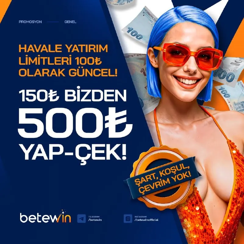 Betewin Telegram: ❤️🔥 BÜTÜN HAVALE YÖNTEMLERİ MİNİMUM LİMİT 100TL! 🫐🍇🍓 : HAVALE100 🔔100TL…