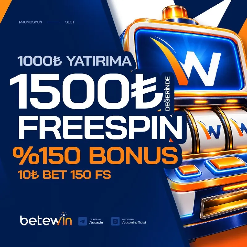 Betewin Telegram: ➡️1000 TL Yatırımına Özel 1500 TL DEĞERİNDE Freespin 🔵BETEWİN'DE %150 BONUS 🔵10…