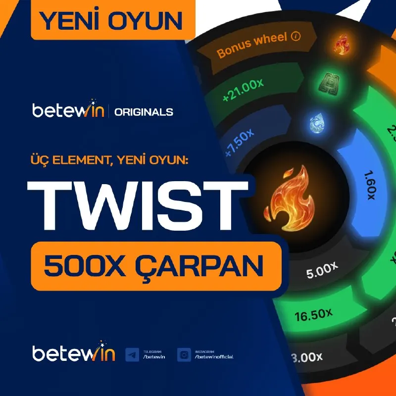 Betewin Telegram: 🤌 BÜYÜK KAZANMAK İSTEYEN GELSİN: TWIST YAYINDA! Betewin’den sıradan oyunları…