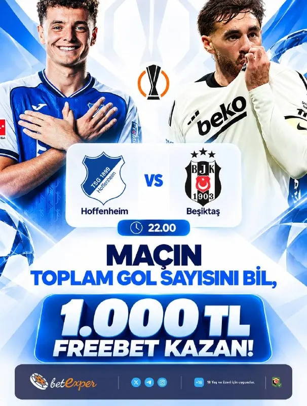 Betexper Telegram: 🇩🇪 Hoffenheim vs Beşiktaş ☘️ 🌟 Maçın Toplam Gol Sayısını Bil, Betexper'den…