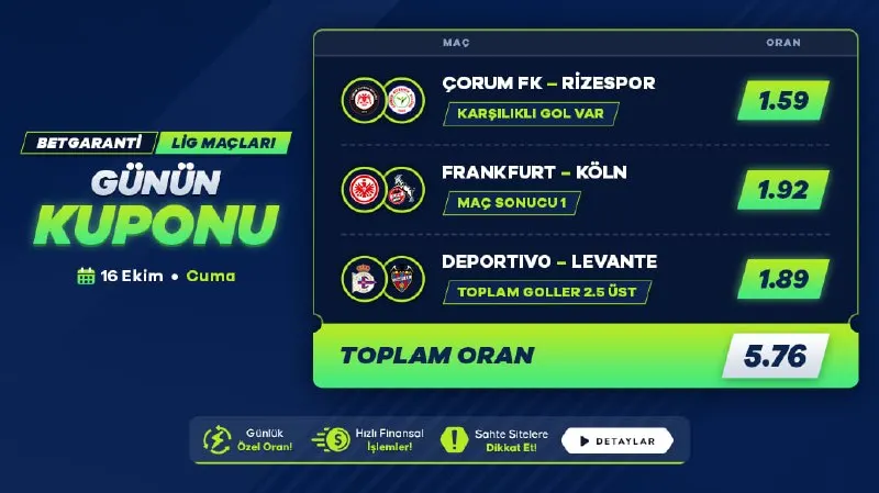 Betgaranti Telegram: ⚽️ En yüksek oranlar ile günün kuponu ⚽️ #betgaranti #guvenilirsite #kupon…