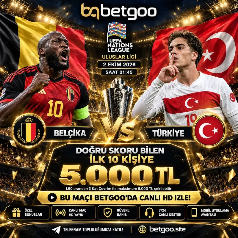 Betgoo Telegram: 💎 BETGOO SKOR ETKİNLİĞİ 💎 ✍️ DOĞRU TAHMİN EDEN İLK 10 KİŞİDEN BİRİ OL 5.000 TL…
