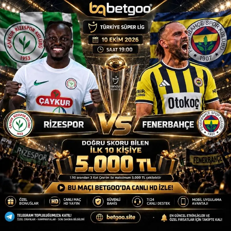 Betgoo Telegram: 💎 BETGOO SKOR ETKİNLİĞİ 💎 ✍️ DOĞRU TAHMİN EDEN İLK 10 KİŞİDEN BİRİ OL 5.000 TL…