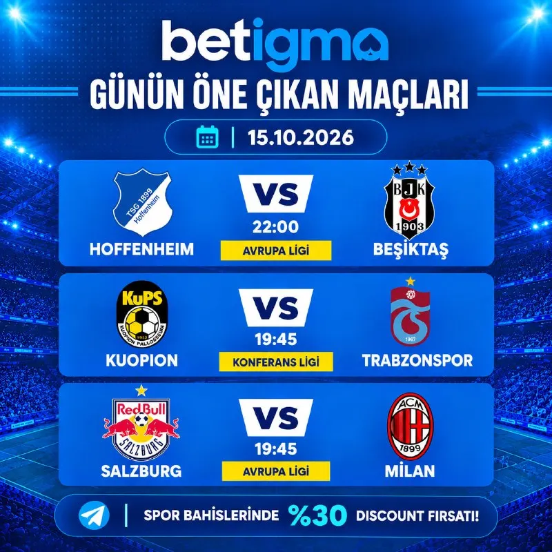 Betigma Telegram: GÜNÜN ÖNE ÇIKAN MAÇLARI! 🤩 ⚽️ Günün Maçlarında Kazanan Sen Ol! 💰 HOFFENHEIM 🆚…