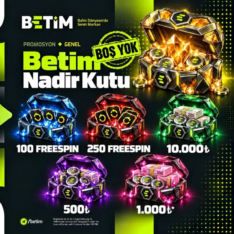 Betim Telegram: 🎰 Nadir Kutu AKTİF! ➡️ Bu kutuda boş yok, ➡️ Sadece 5 TL ile kutuyu aktif et…