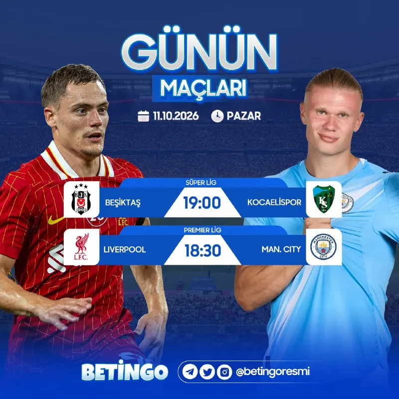Betingo Telegram: 🔥 GÜNÜN MAÇLARI BETİNGO’DA! ⚽️💙 🏟 Futbol dolu bir pazar seni bekliyor! Dev…