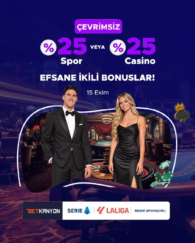 Betkanyon Telegram: EFSANE İKİLİ BONUSLARDA SON FIRSAT! 🚨 ⏰ Son saatlerde yatırımını yap, %25…