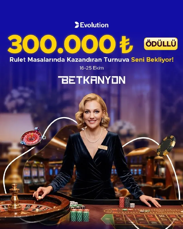 Betkanyon Telegram: EVOLUTION RULET TURNUVASI BETKANYON’DA BAŞLADI! 🎡 Rulet masalarında 300.000₺…